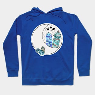 Mystical Crescent: Moonlight with Crystals Hoodie